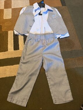 Andrew Fezza Boys Light Gray Dress Set with Vest